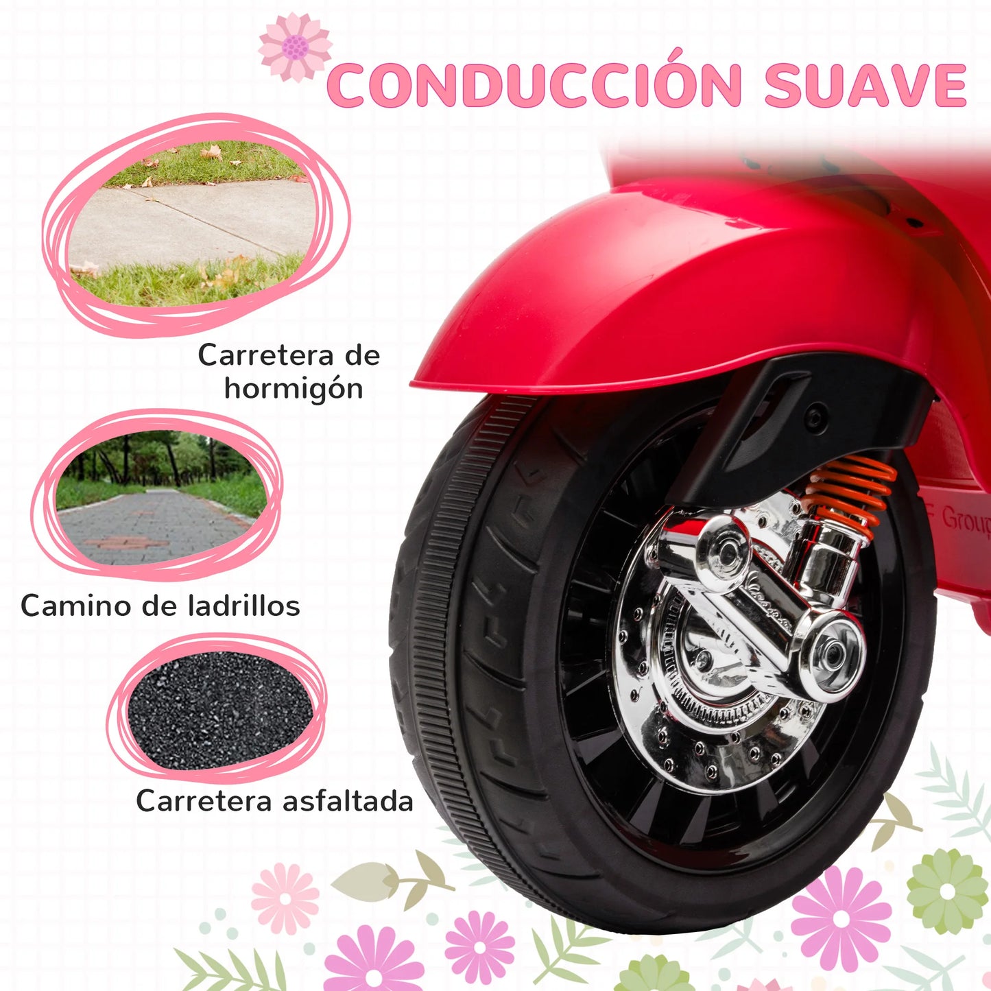 Aiyaplay Electric Motorcycle for Children +3 Years with Red Vespa License