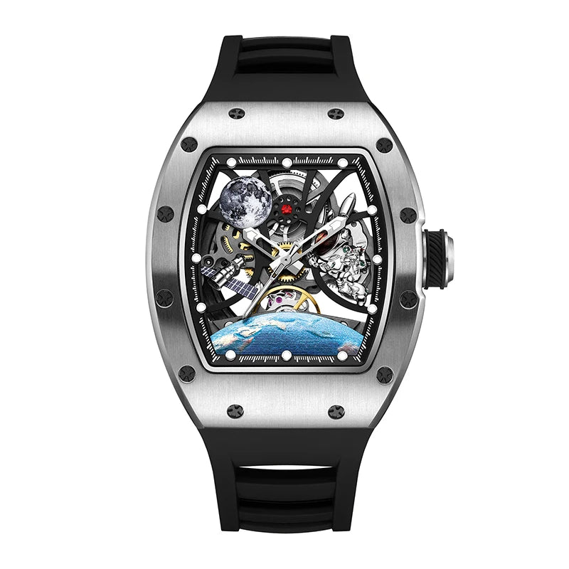 Hollow Automatic Mechanical Watch 5ATM Waterproof Sports Silicone Strap Custom Logo High-Quality Wristwatch Active Lifestyle