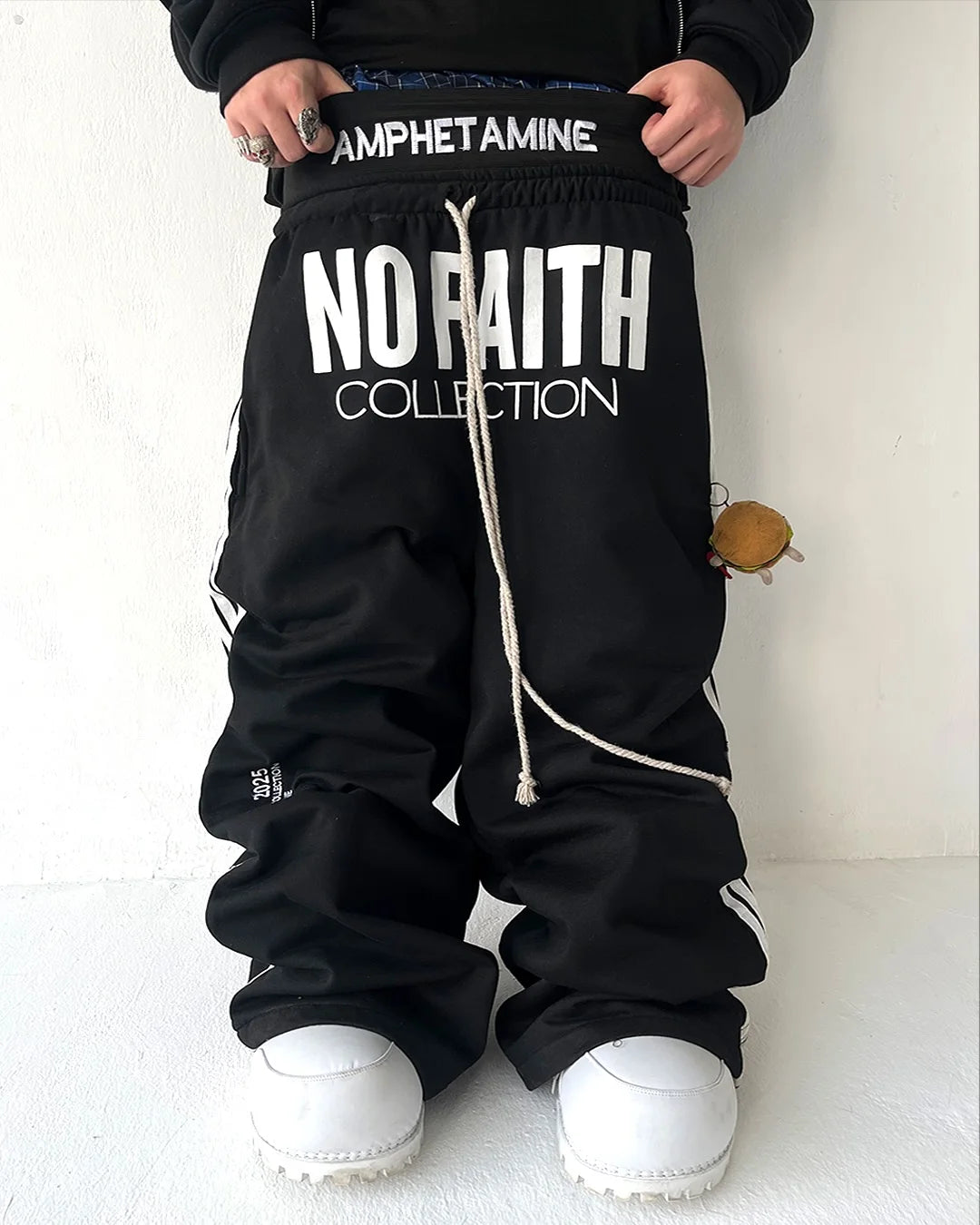 Y2K trendy Gothic English letter embroidered printed striped men sportswear pants retro Harajuku high Street punk casual pants