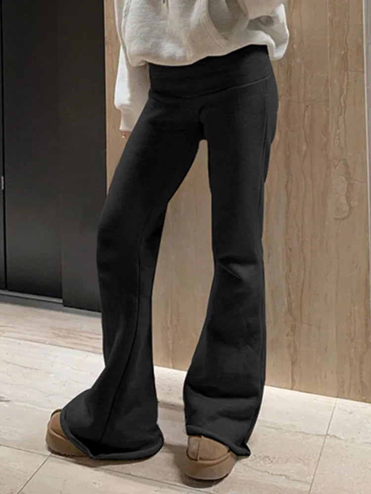 Casual Sexy Basic Solid Flare Pants Y2K Slim Low-Waisted Boot Cut Pants Women 2024 Autumn Spring Fashion Streetwear Lady