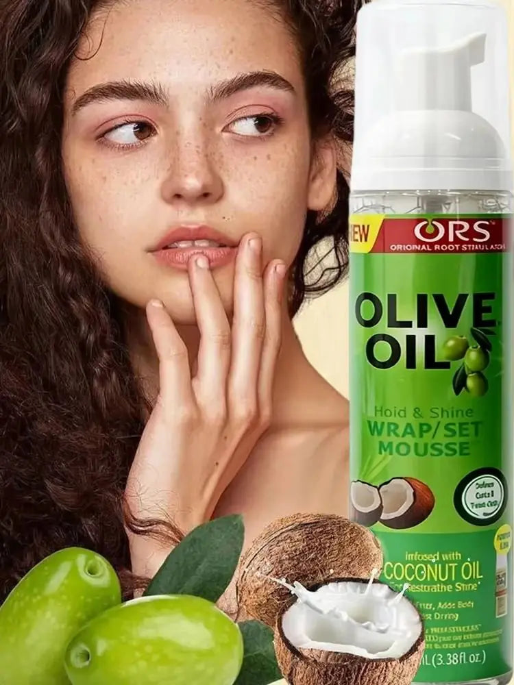 100ml Olive Oil Curly Hair Mousse for Women Strong Hold Anti-Frizz Wig Styling Foam Haircare Product