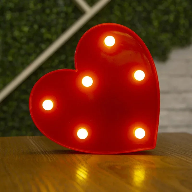 Romantic Valentine's Proposal 3D LOVE LED Letter Sign Night Light Heart Marquee Table Lamp Lanterns Lamp for Christmas Wedding