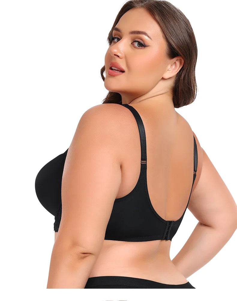 Plus Size Lingerie for Large Busts  Minimizing Anti-Sag Gathering Breathable Underwired Big Cup Size B C D E F 38 40 42 44 46 48