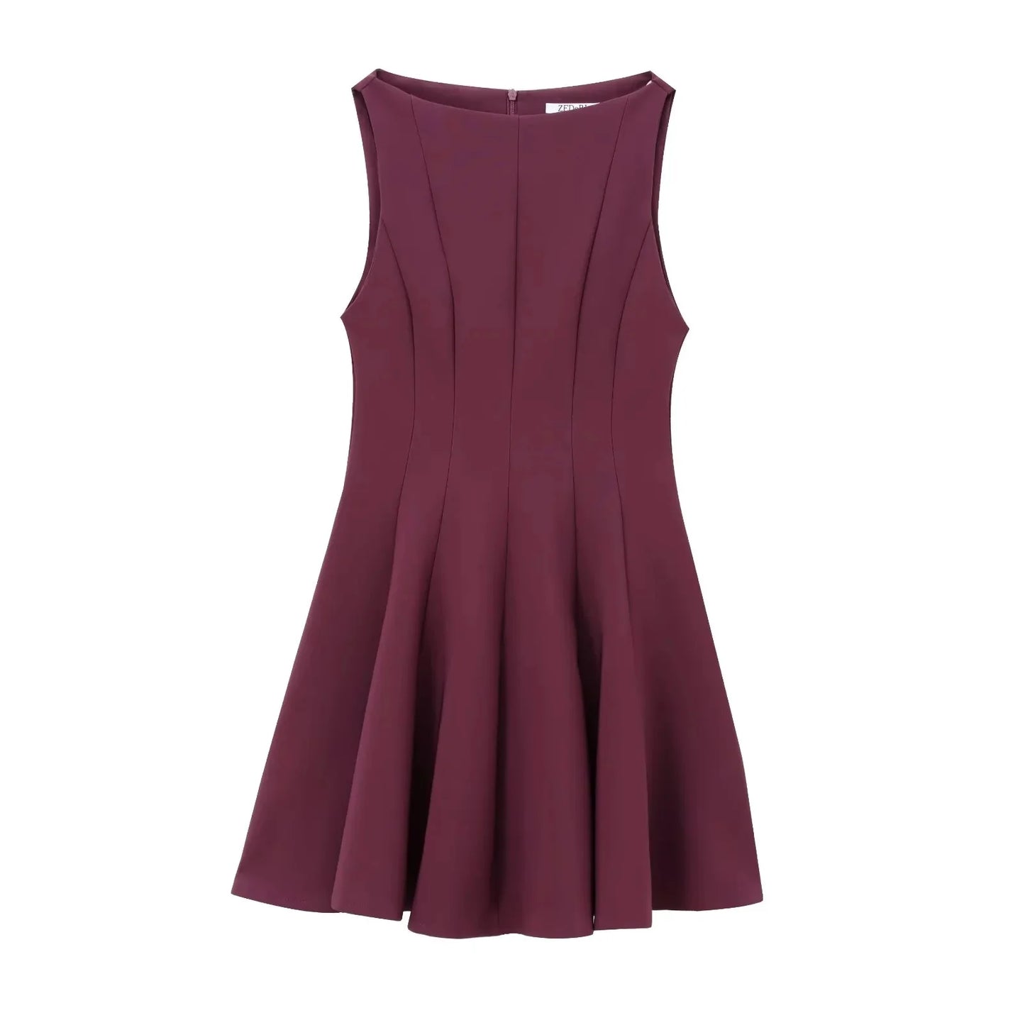 KONDALA Vintage Casual Chic  Women Dress Solid Sleeveless O-Neck Zipper Mini Dress New Fashion 2025 Spring Summer Female Dress