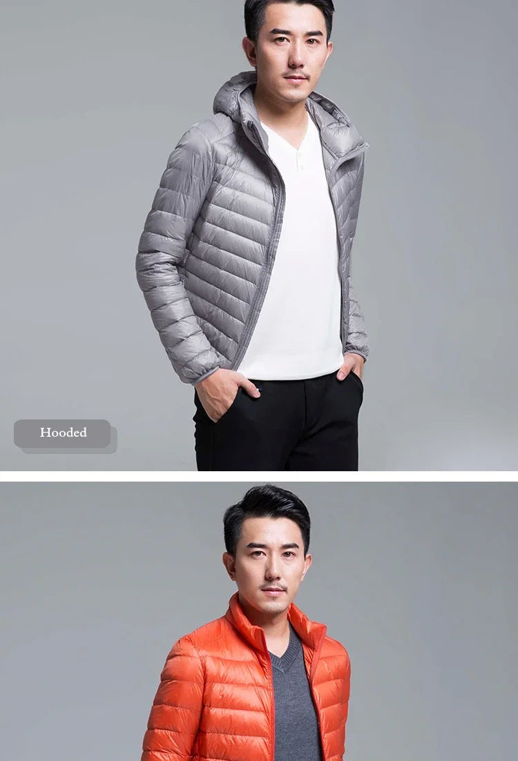2024 New Arrivasl Men's Ultra Lightweight Packable Down Jacket Autumn Spring Winter Water and Wind-Resistant Breathable Coat