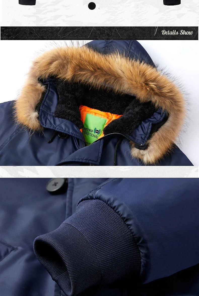 Military Fur Collar Hood Warm Tactical Bomber Winter Jackets Men Hooded N2B Outwear Coats Windproof Flight Pilot MA-1 Jackets