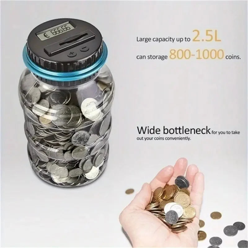Max Coin Counting Box, Automated Coin Bank, Electronic Piggy Bank Counter Money Saving Jar Coins Storage Case Safe USD EURO Gift