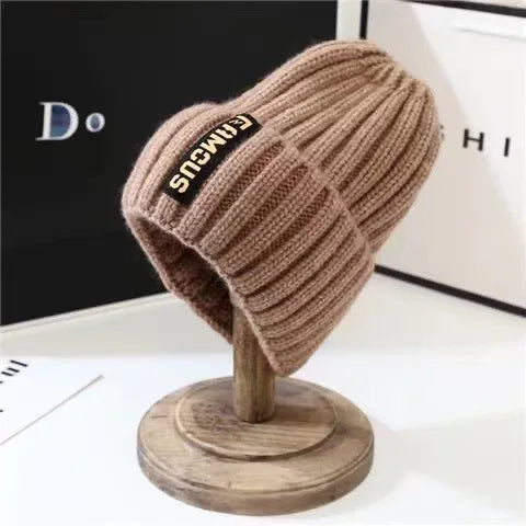 Winter hat, men's and women's versatile fashion long label woolen hat, warm ear protection, toe cover, knitted hat