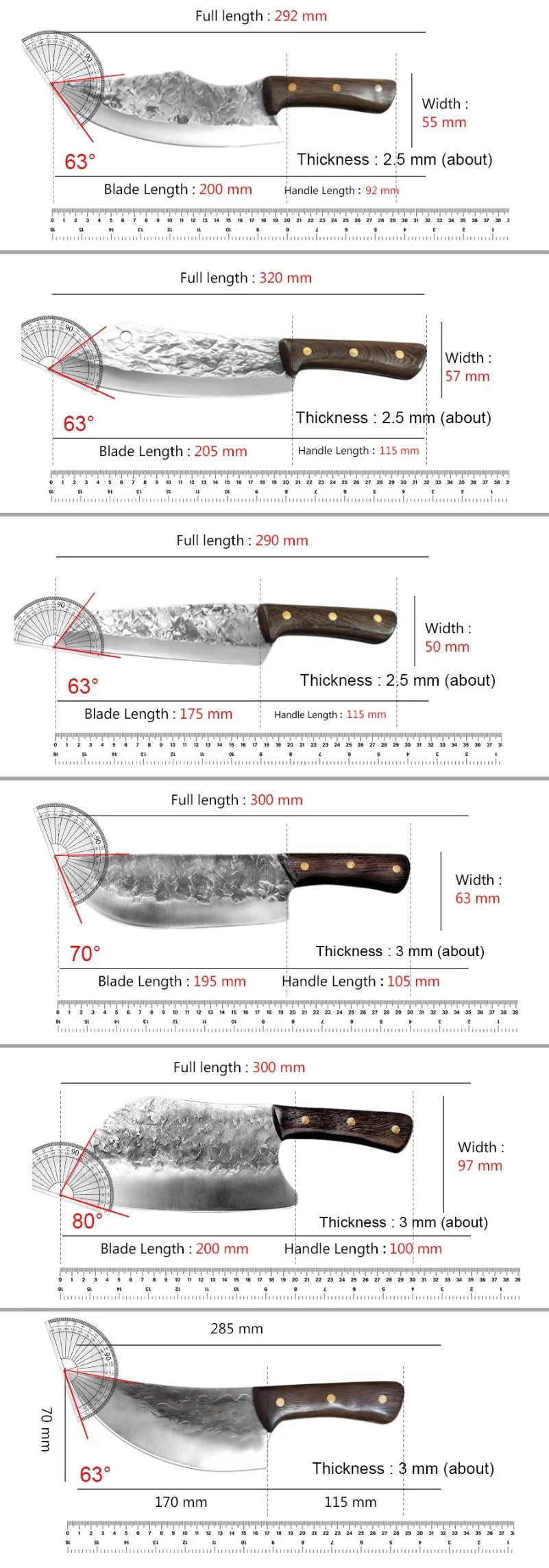 Wood Handle Kitchen Boning Knives Meat Cleaver Vegetable Bone Chop Butcher Knife Stainless Steel Professional Hand Forged Knives