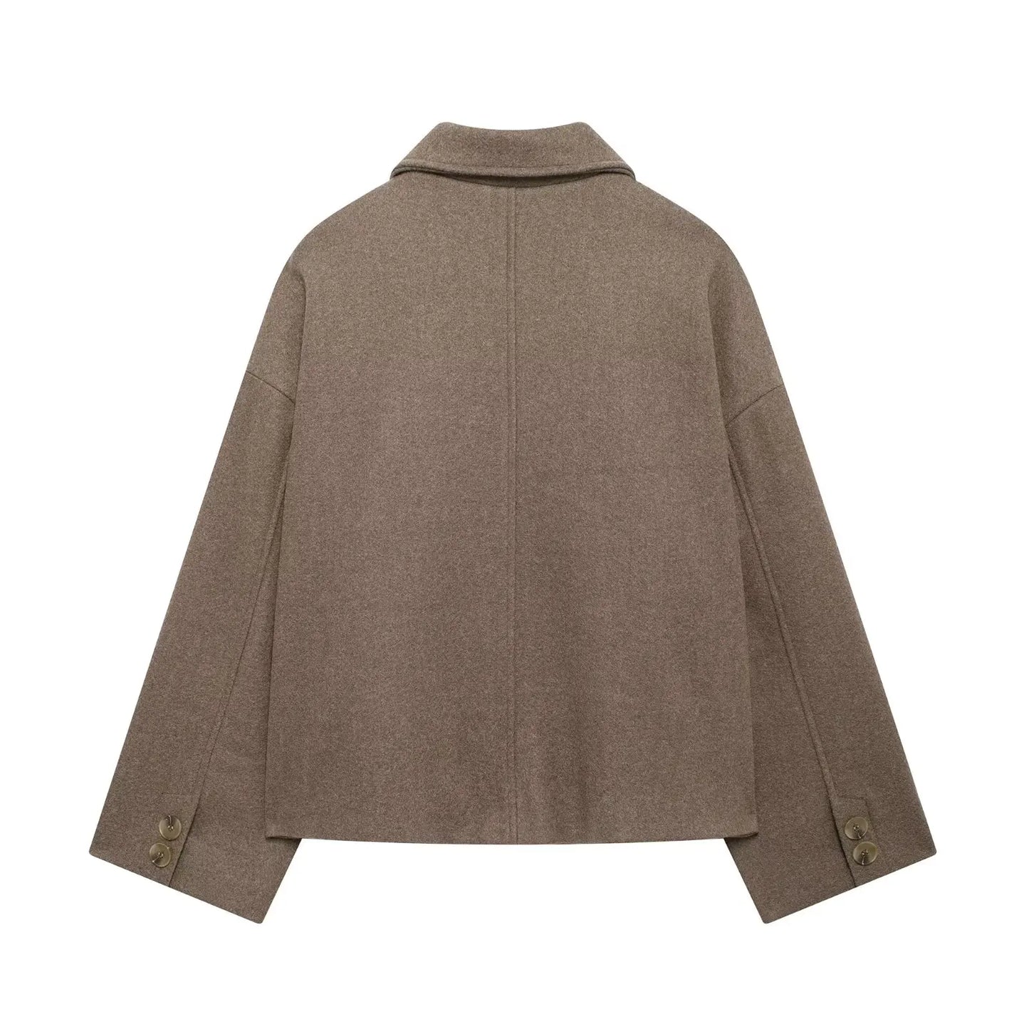 HH Women Fashion Single-Breasted Lapel Pocket Decorate Casual Slim Jacket Female Autumn High Street Long Sleeves Short Coat