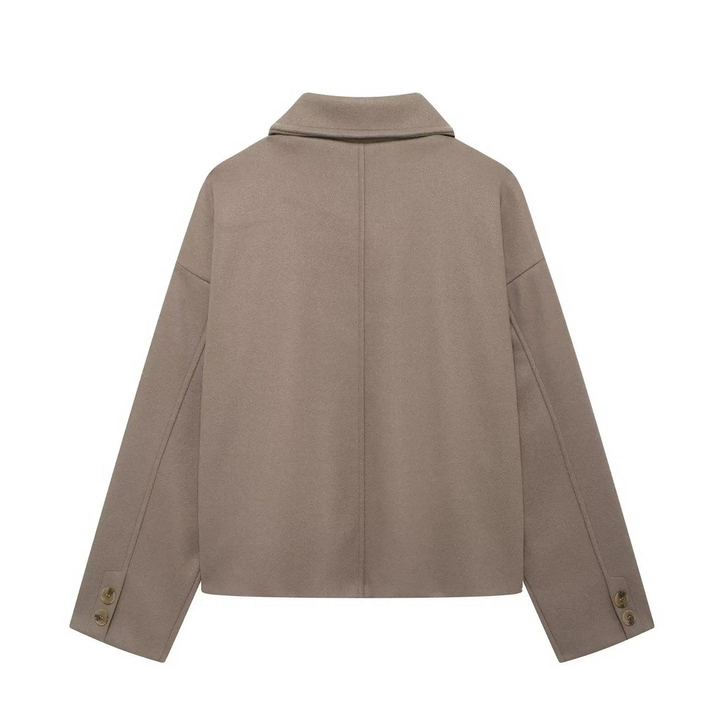 HH Women Fashion Single-Breasted Lapel Pocket Decorate Casual Slim Jacket Female Autumn High Street Long Sleeves Short Coat