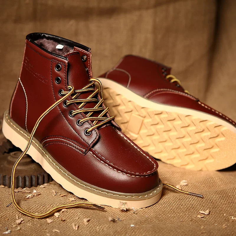 Genuine Leather Men Desert Boots Casual Outdoor Soft Sole Walking Shoes Outdoor Lace Up Boots High Quality Male High Top Shoes