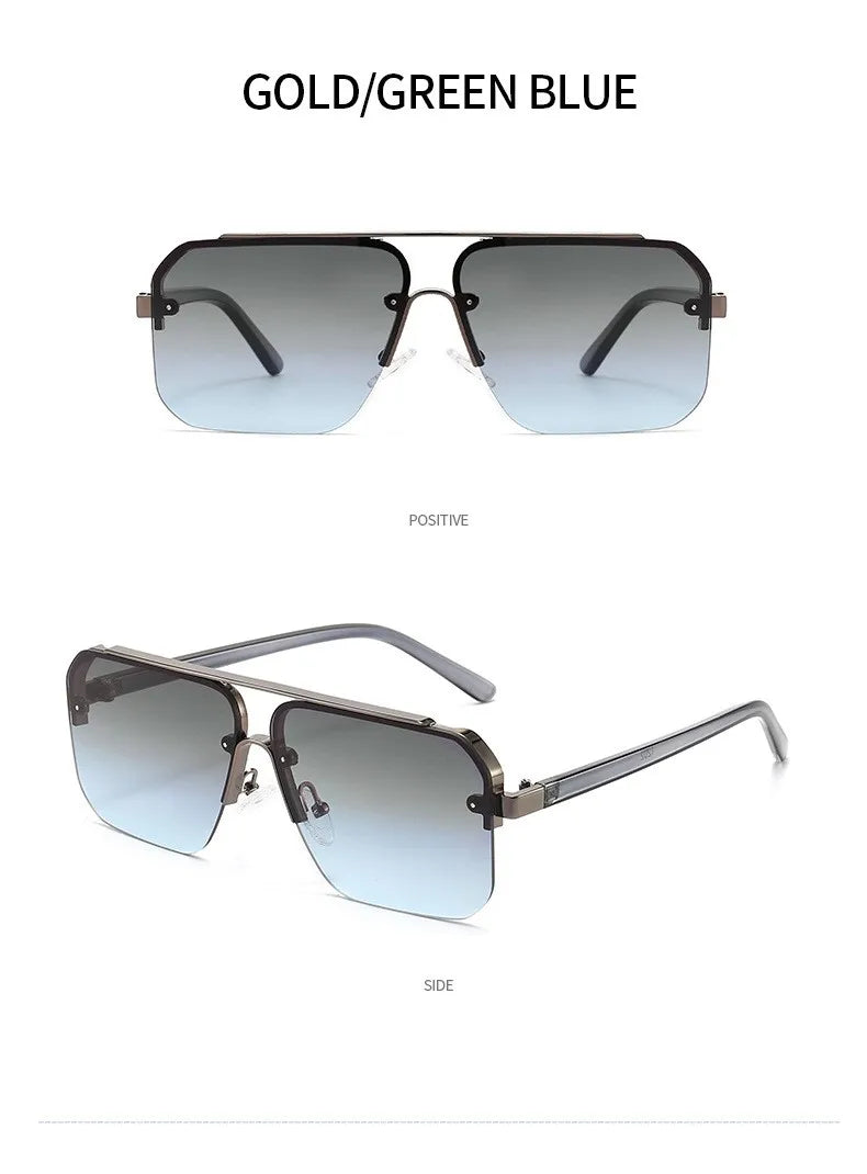 2025 New Square Box Sunglasses Trend Fashion Sunglasses Men And Women Half -frame Car Sunglasses 1202