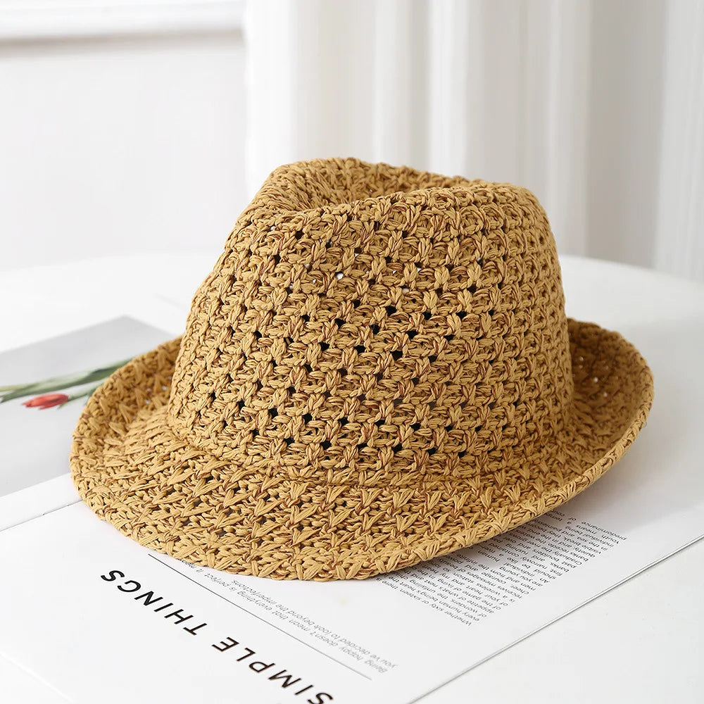 Women's Vintage Jazz-inspired Fisherman Bucket Hat Summer Breathable Sunscreen Sunshade Sun Hat