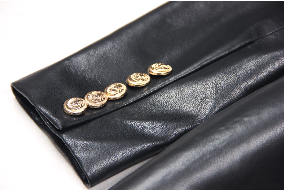 2024 Spring And Autumn New High-end Fashion, Simple Temperament, Slim Slim Skin, Women's Pu Leather Suit Skirt Dress