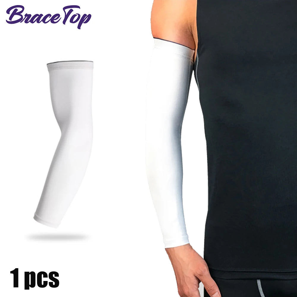BraceTop 1 PC Sport Arm Compression Sleeve Basketball Cycling Arm Warmer Fitness Running UV Protection Volleyball Sunscreen Band