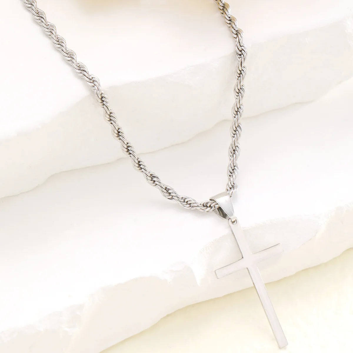 New Stainless Steel Cross Pendant Necklace for Men Women Minimalist Gold Color Jewelry Male Female Necklaces Chokers Gifts