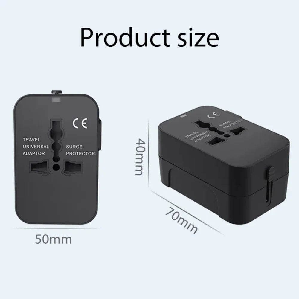 Universal Travel Adapter EU/UK/US/AU/AC Plug Power Charger Adapter With USB Type-C Ports All-in-One Foldable Converter Socket