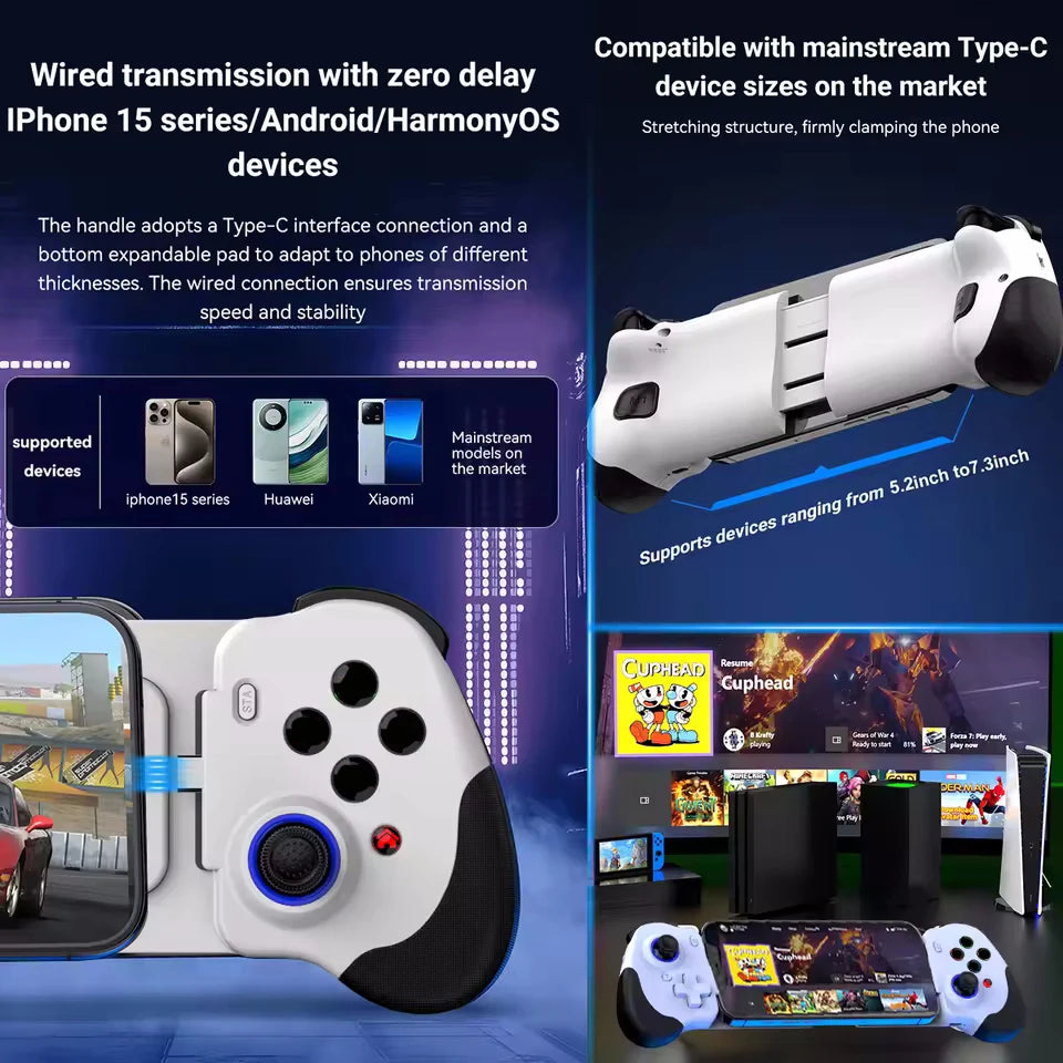 Gamepad Gaming Control Game Pad Controller For iPhone IOS 15 16 Android Mobile Cell Phone Cellphone USB Wired Trigger Mando Kit