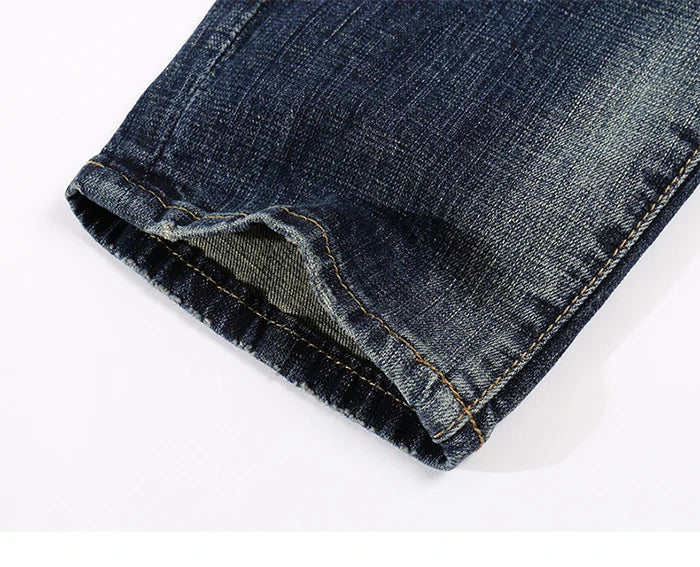 KSTUN Jeans Men New Arrivals Autumn Winter Direct Straight Retro Blue Stretch Vintage Casaul Streetwear Moto Biker Jeans Size 40
