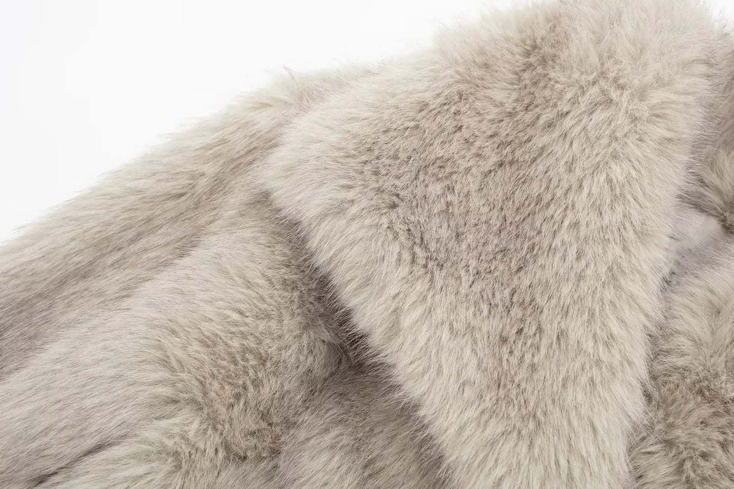HH Women Fashion Faux Fur Jacket Vintage Turn-Down Collar Long Sleeve Coat Autumn Winter Woman Elegant Streetwear