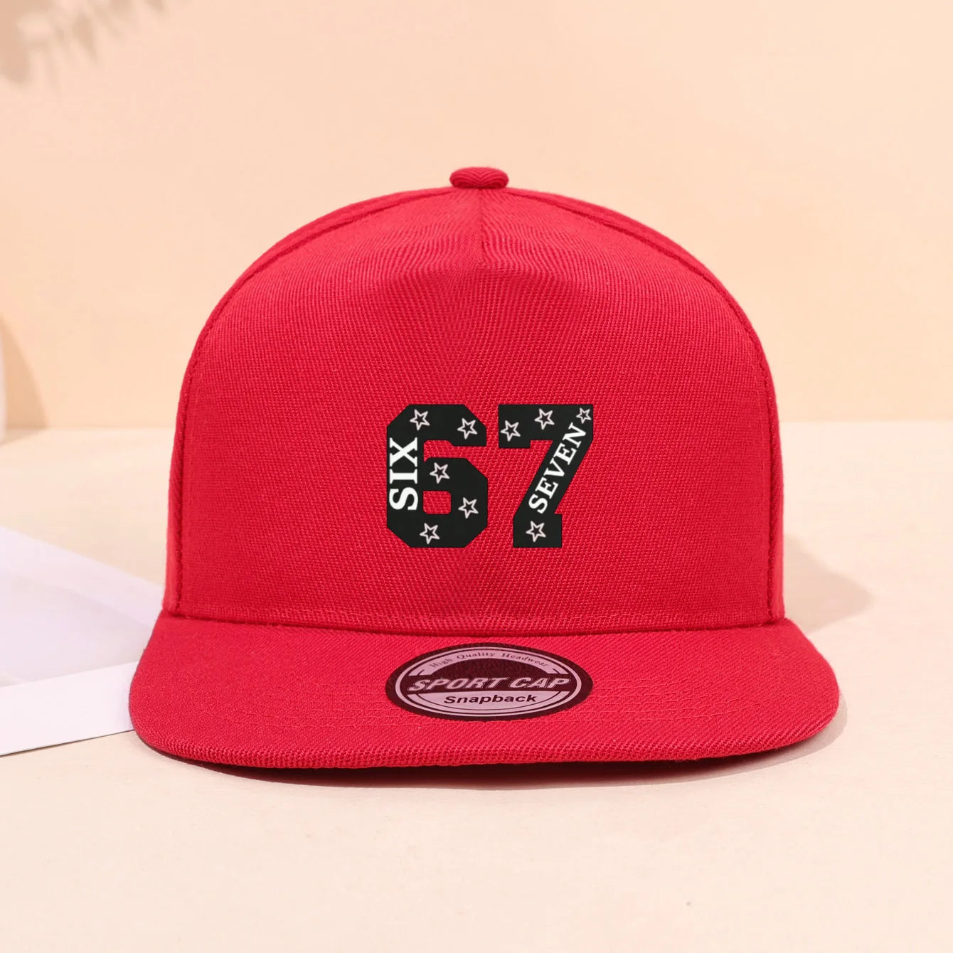 1PC breathable flat brimmed hat! 67 star trendy logo+adjustable head circumference, no sweat during daily travel