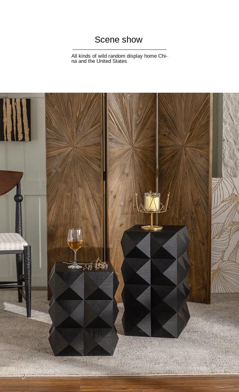 Antique Style Black Living Room Sofa Side Table Balcony B&B Small Coffee Table Villa Model Room Corner Table Bedside Table