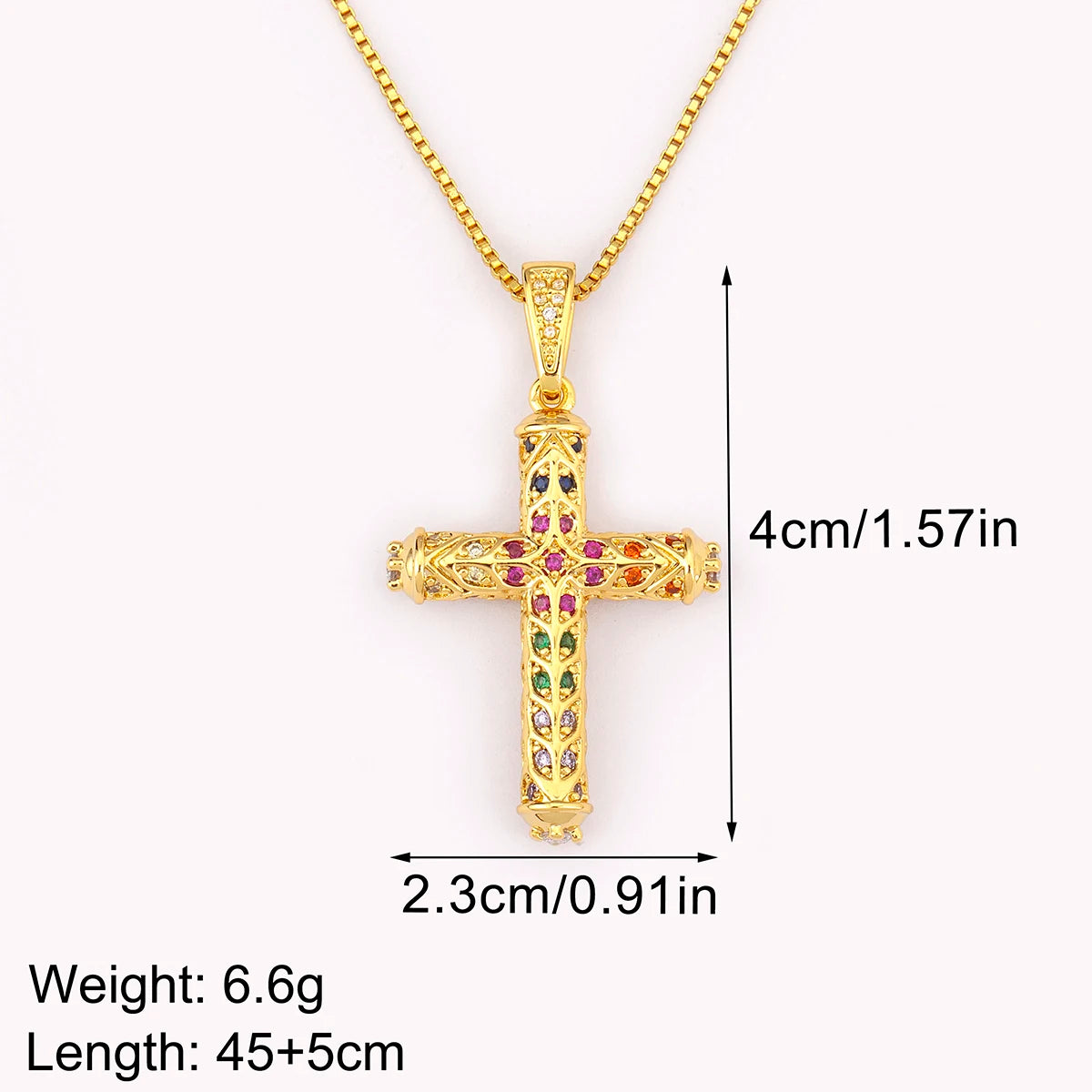 Nidin New Arrival Retro Column Shape Cross Pendant Necklace For Female Male Irregular Geometric Shine Zircon Jewelry Accessories
