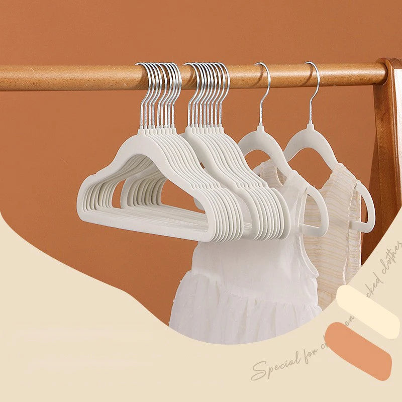 Pack of 10-Children's Velvet Non-Slip Hanger, Slim and Space Saving - 360° Swivel Hooks,Durable Junior Hanger