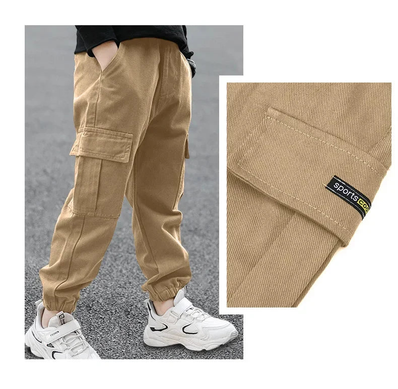 4-12 Years New Spring Autumn Boys Pants Letter Casual Long Style Trousers For Kids 3 Color Teenage Children Sport Pants