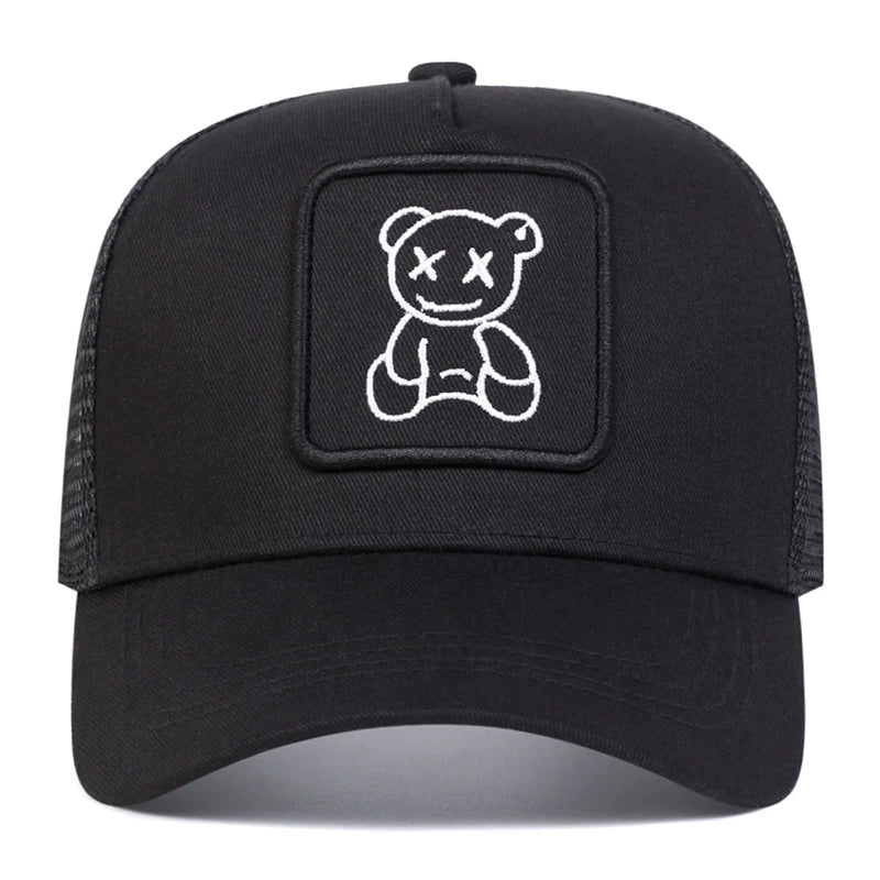 Unisex XX Little Bear Embroidery Baseball Net Caps Spring and Summer Outdoor Adjustable Casual Hats Sunscreen Hat