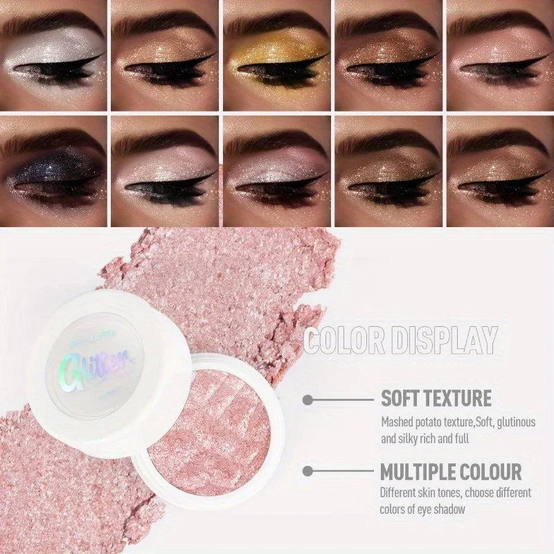 Smoky Glitter Eyeshadow Cream Makeup Mashed Potato Texture Palette Pearl Long-lasting Shimmer Metallic Eye Shadow Cosmetic