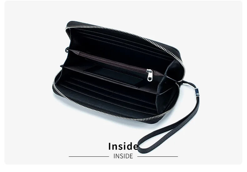 RFID Function Wallet for Women Geniune Leather Luxury Design Long Zipper Handbags Cowhide Card Bags Female Fashion Purse