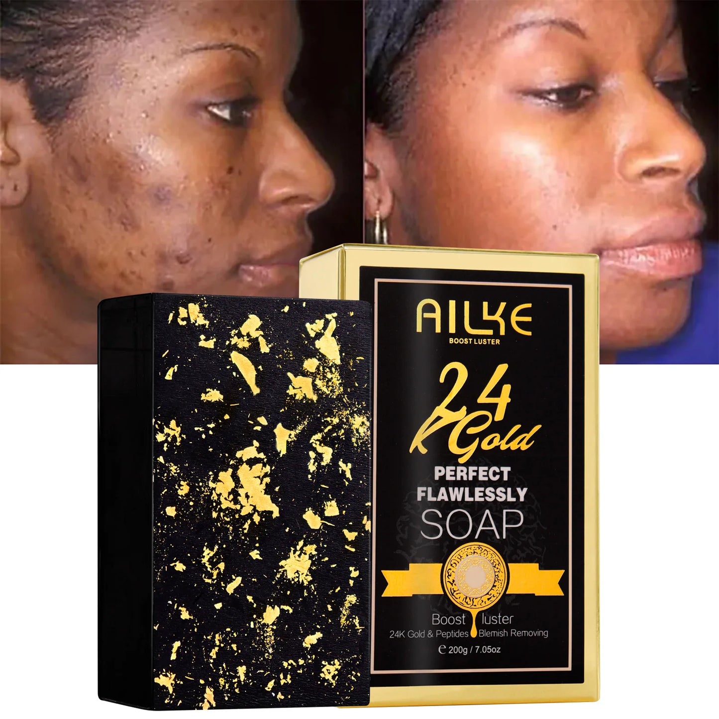 AILKE 24K Glod Flawlessly Skin Care Set, Whitening, Reduce Dark Spots, Pigmentation, Wrinkles, Moisturize, For All Skin Types