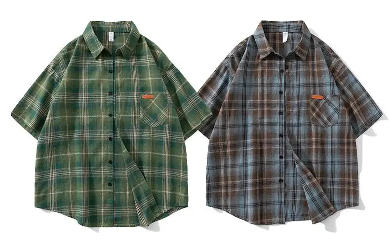 Plus Size 10xl 9xl Shirt Men Spring Summer Oversized Vintage Plaid Shirt 5xl 6xl 7xl 8xl Large Size Leisure Blouse Male