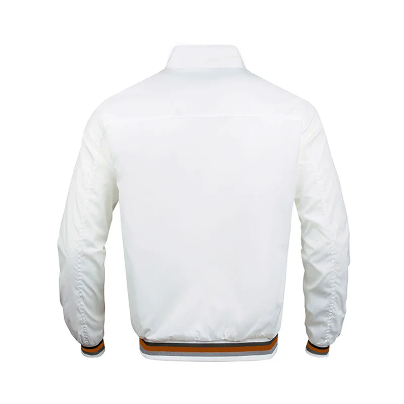 Men's casual sports spring and fall zipper baseball side seam pocket casual jackets without hooded daily