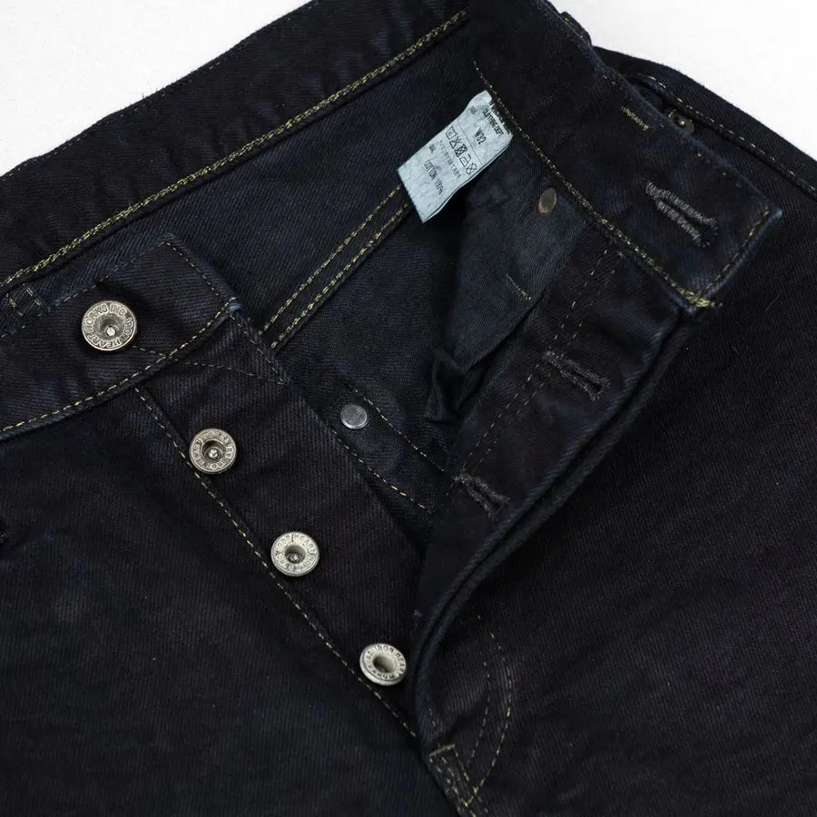 IRON HEART Indigo-Sulfide Black 634s Double Dyed 14oz Denim Jeans, One Wash