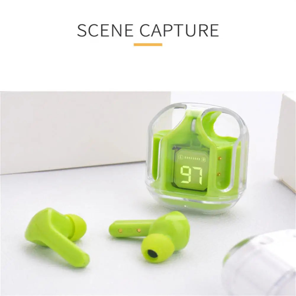 RYRA TWS Bluetooth 5.1 Earphones With Charging Box Wireless Headphone Stereo Sports Transparent Digital Display Earbuds Headsets
