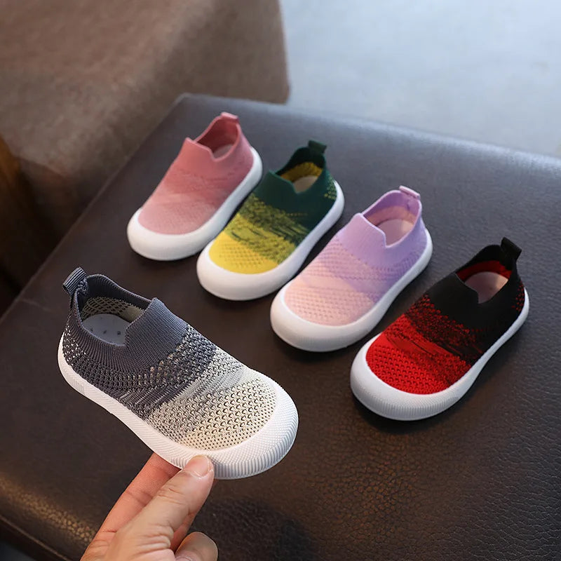 Size 20-31 Children Shoes Spring Autumn Kids Sneakers Soft Breathable Mesh Boys Slip-on Shoes Patchwork Color Girls Shoes