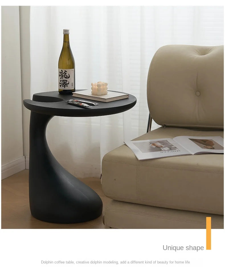 Realife Light Luxury High-end Creative Bedside Table Shelf Sofa Edge Table Living Room Mobile Black Minimalist Coffee Table 2025