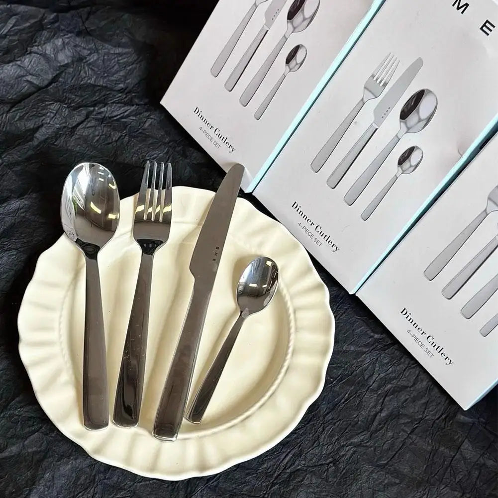 4pcs Italian High Quality Stainless Steel Fork Spoon Knife Set Western Tableware Dessert Spoon Polishing Cutlery Kitchen Gifts