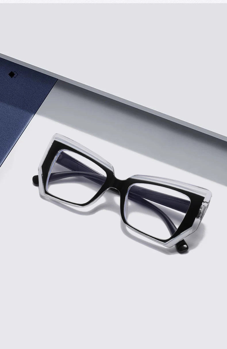 Cat Eye Anti Blue Light Glasses Women Trendy Polygonal Vintage Luxury Design Eyeglasses Ladies Fashion Irregular Square Eyewear