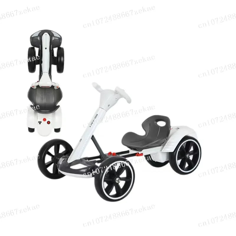 Karting electric four wheeled cart, foldable and seatable, portable and lightweight, no installation required