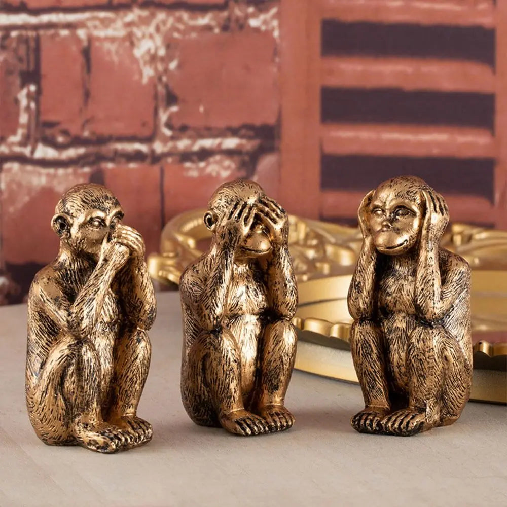 Resin Three Wise Monkeys Figurines Don't See Don't Speak Home Decor Crafts Don't Hear Creative Design Monkey Ornaments