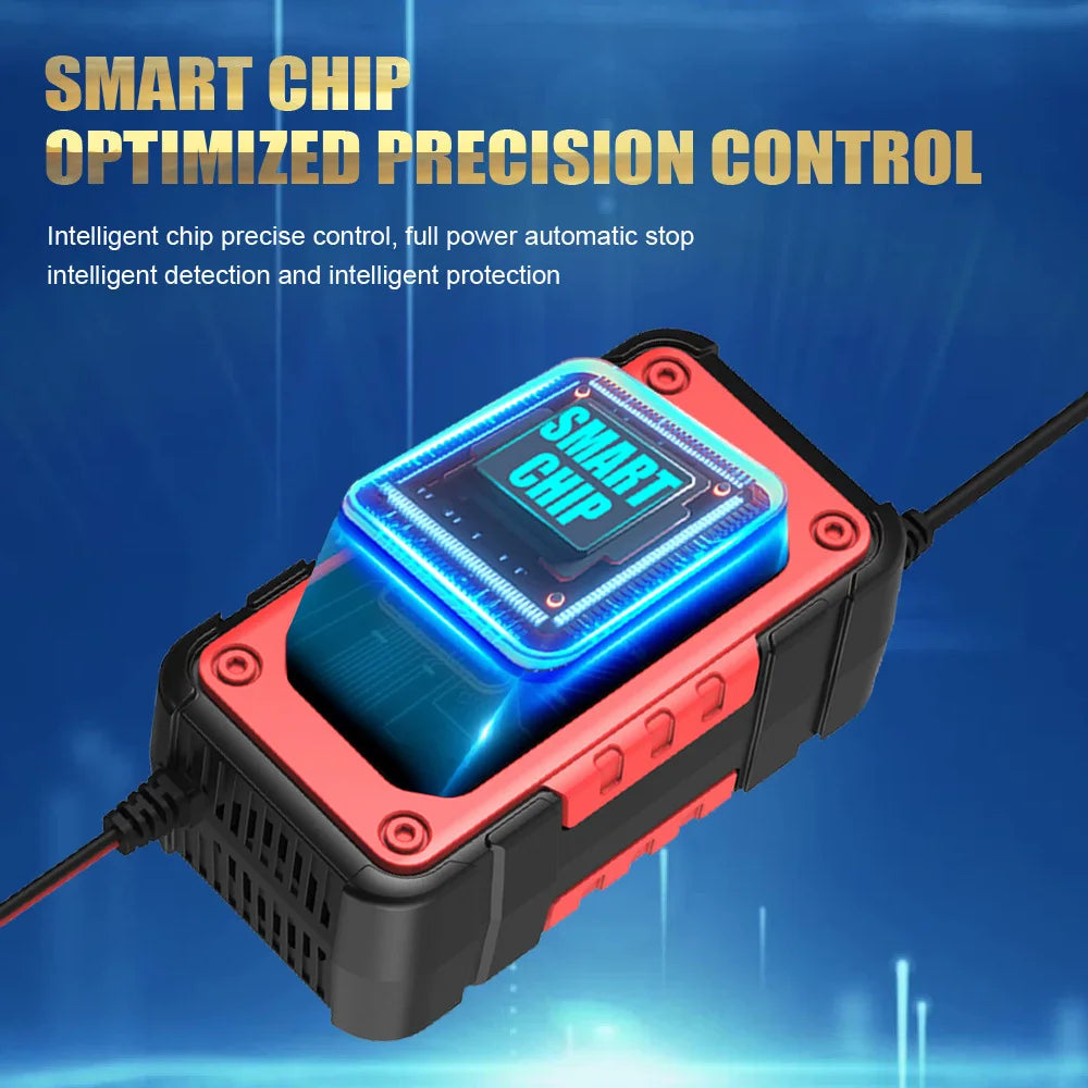 EAFC 12V 7A Car Battery Charger Smart Multiple Protection AGM Lithium Iron Lead-acid Charger for Car SUV RV Motorcycle Truck
