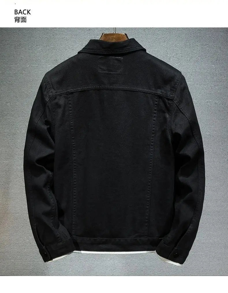 2024 Spring Men Solid Lapel Denim Jackets Fashion Motorcycle Jeans Jackets Hommes Slim Fit Cotton Casual Black White Coats