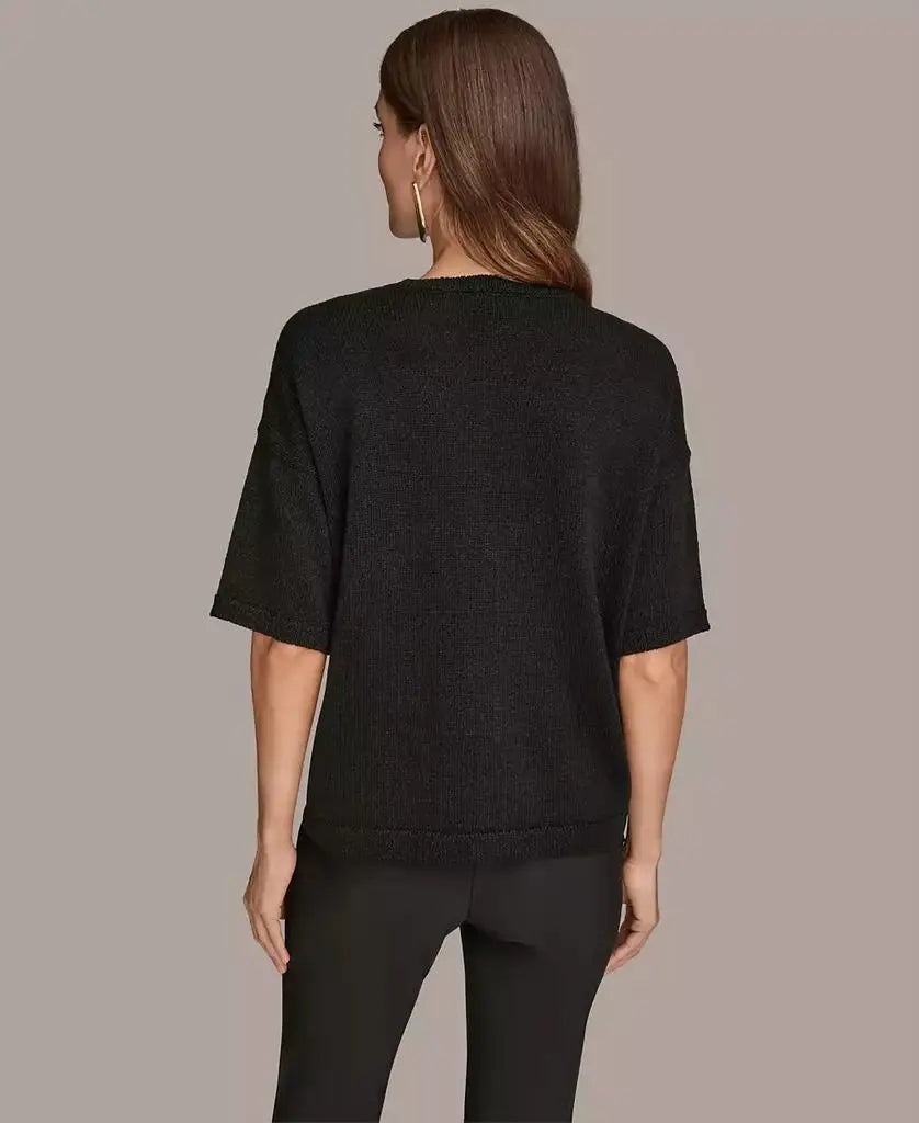 Women's Short Sleeve Sequin Sweater | Donna Karan New York