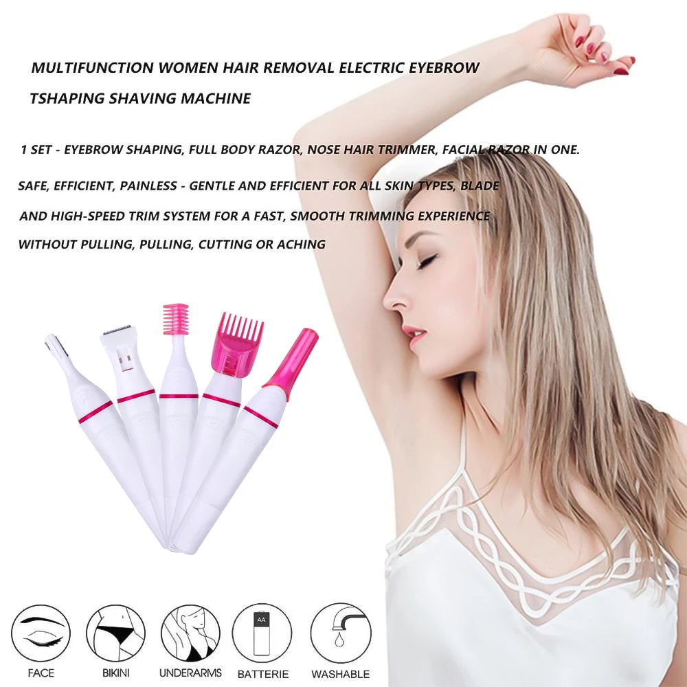 Electric Epilator 5 In 1 Shaving Machine Shaver For Sensitive Areas Bikinis Hair Remover Home Appliance Hair Trimmer For Women