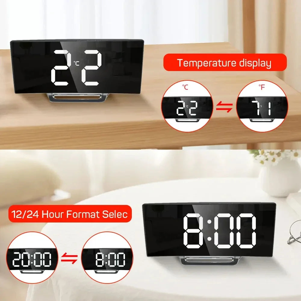 LED Digital Electronic Clock Backlight Large Number Alarm Clock Temperature Calendar Bedside Table Nightlight Home Decoration