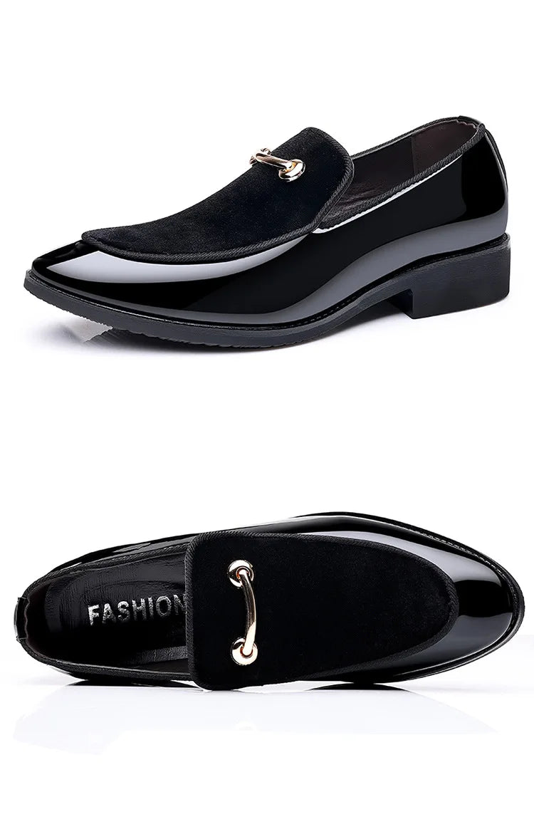 Italian Men's Dress Shoes British Suede Patent Leather Casual Shoes Korean Trendy Loafers 2024 Male Wedding Party Shoes for Men